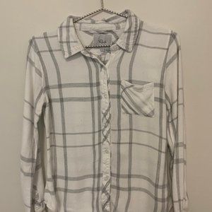 Rails Hunter Plaid White and Charcoal Shirt